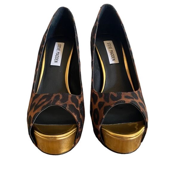 NEW Steve Madden | Niile Leopard Print Peep Toe Stilettos, Size 8 - Picture 2 of 9
